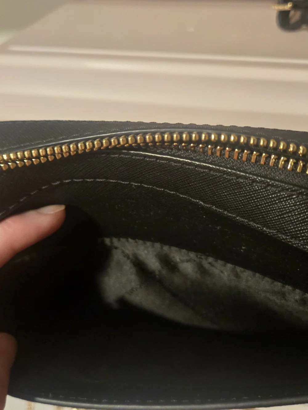 Michael Kors Black Saffiano Leather Crossbody Bag with Gold Chain
